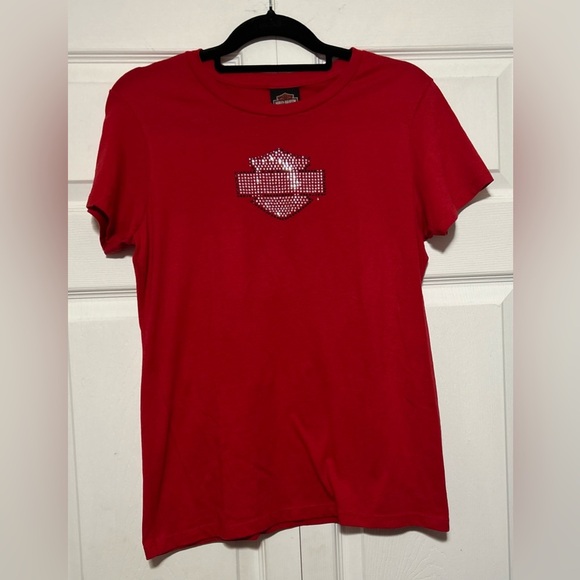 Vintage Y2k Harley Davidson Red Baby Tee. Women's size Large in good condition. - Picture 2 of 6